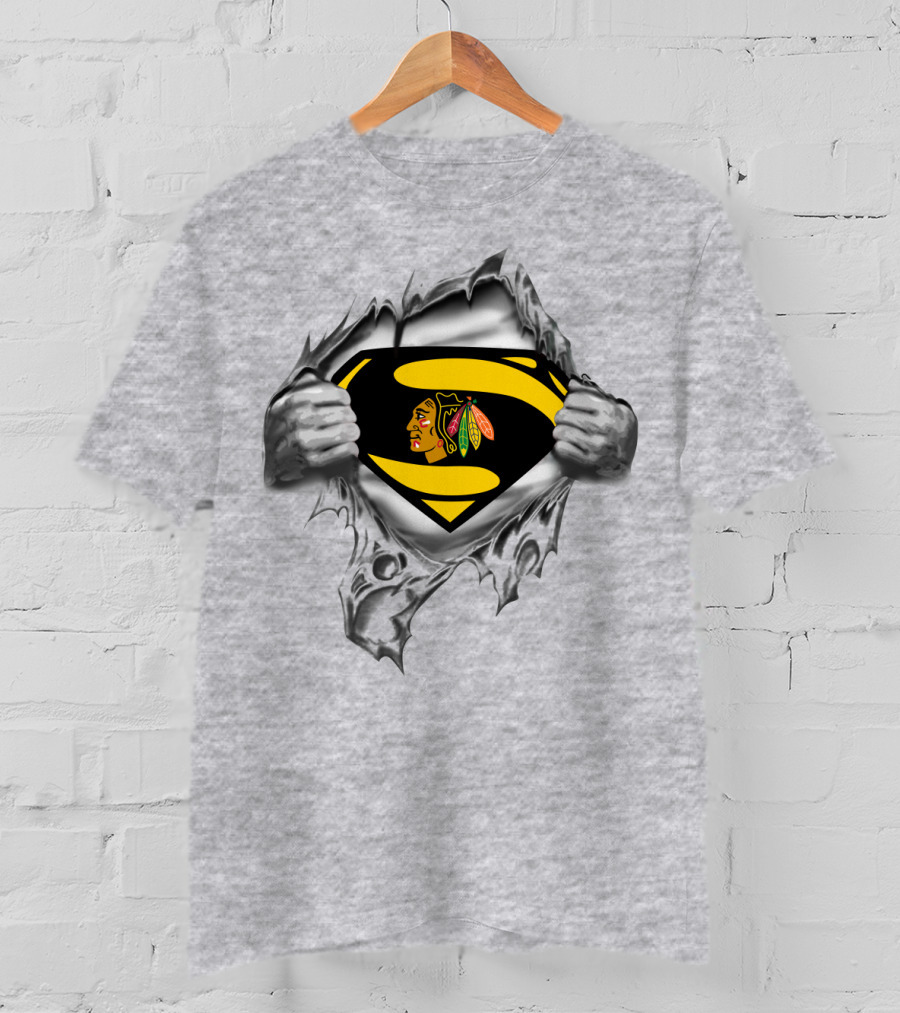 Superman Chicago Blackhawks Logo Fusion T-Shirt