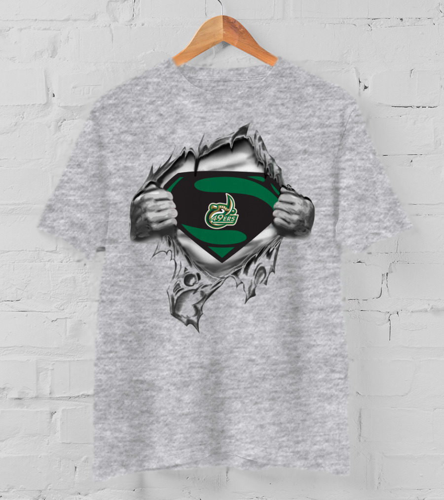 Charlotte 49ers Logo Superhero Chest Ripping T-Shirt
