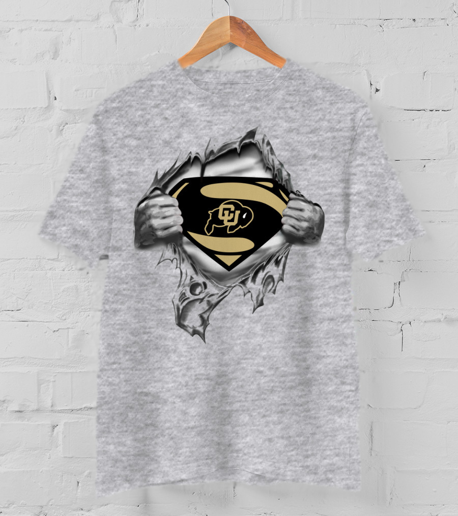Colorado Buffaloes Cu Superman Logo Rip T-Shirt