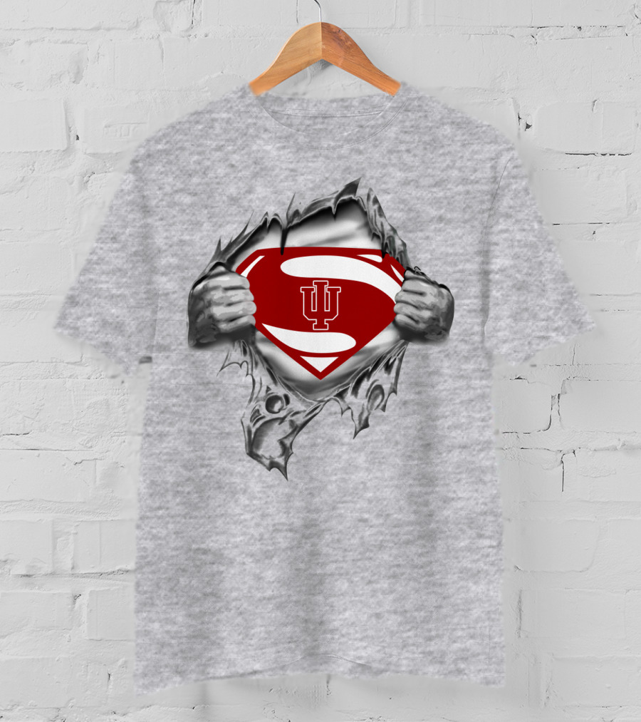 Indiana Hoosiers Logo Inside Superman Shield Torn T-Shirt