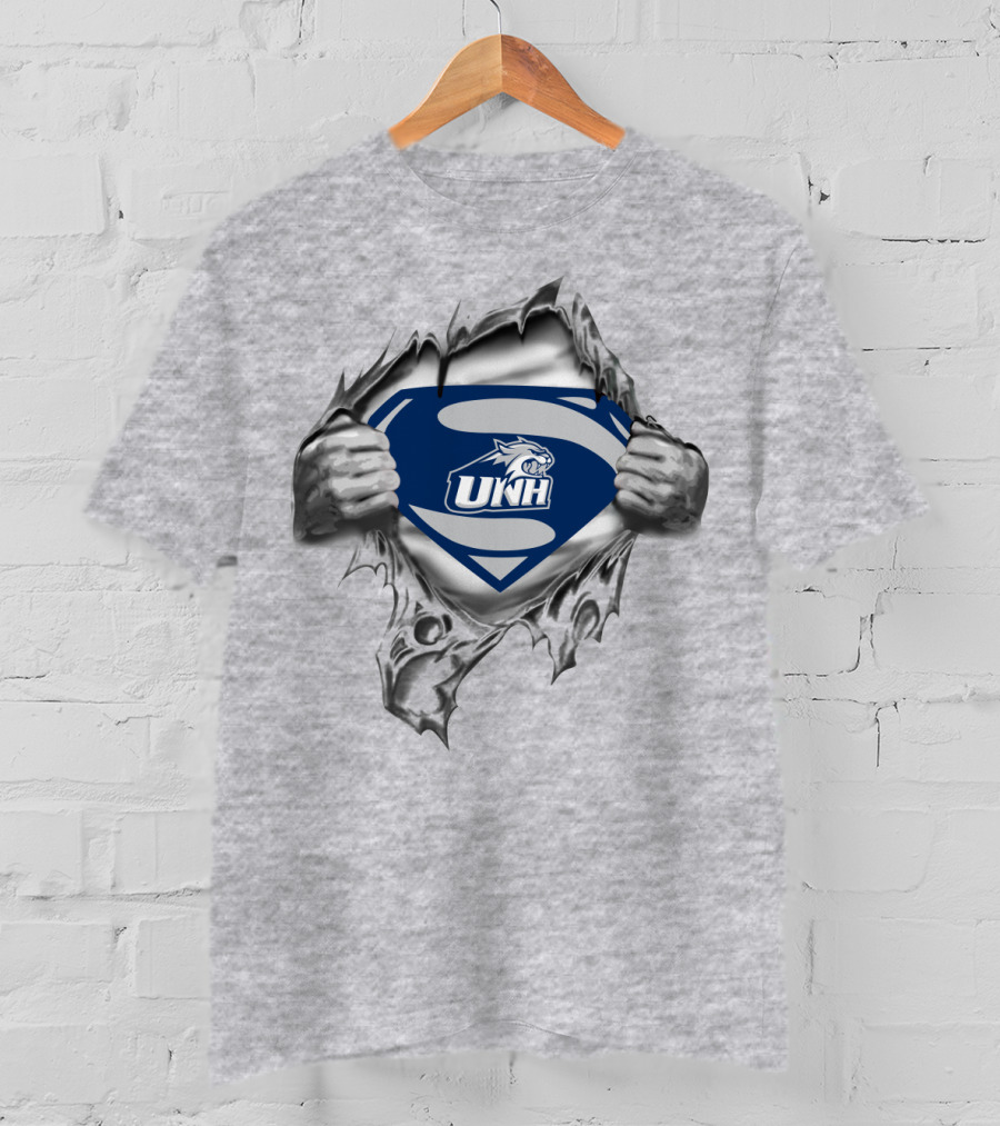 Unh New Hampshire Wildcats Superman Rip T-Shirt