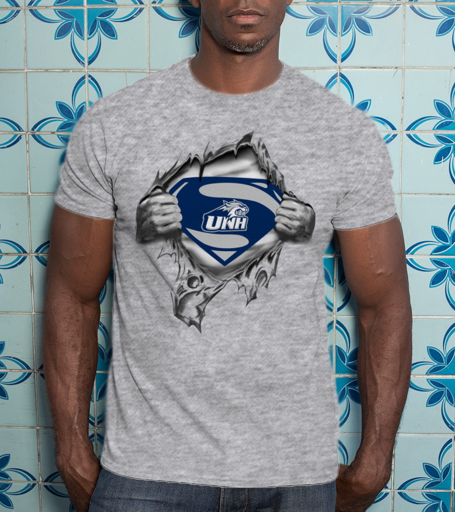 Unh New Hampshire Wildcats Superman Rip T-Shirt