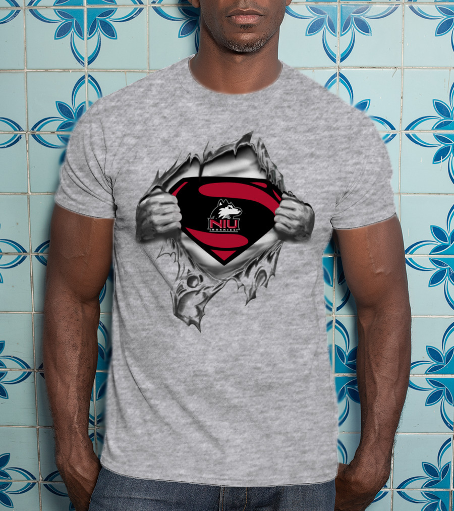 Niu Huskies Superman Logo Tear Northern Illinois Huskies T-Shirt
