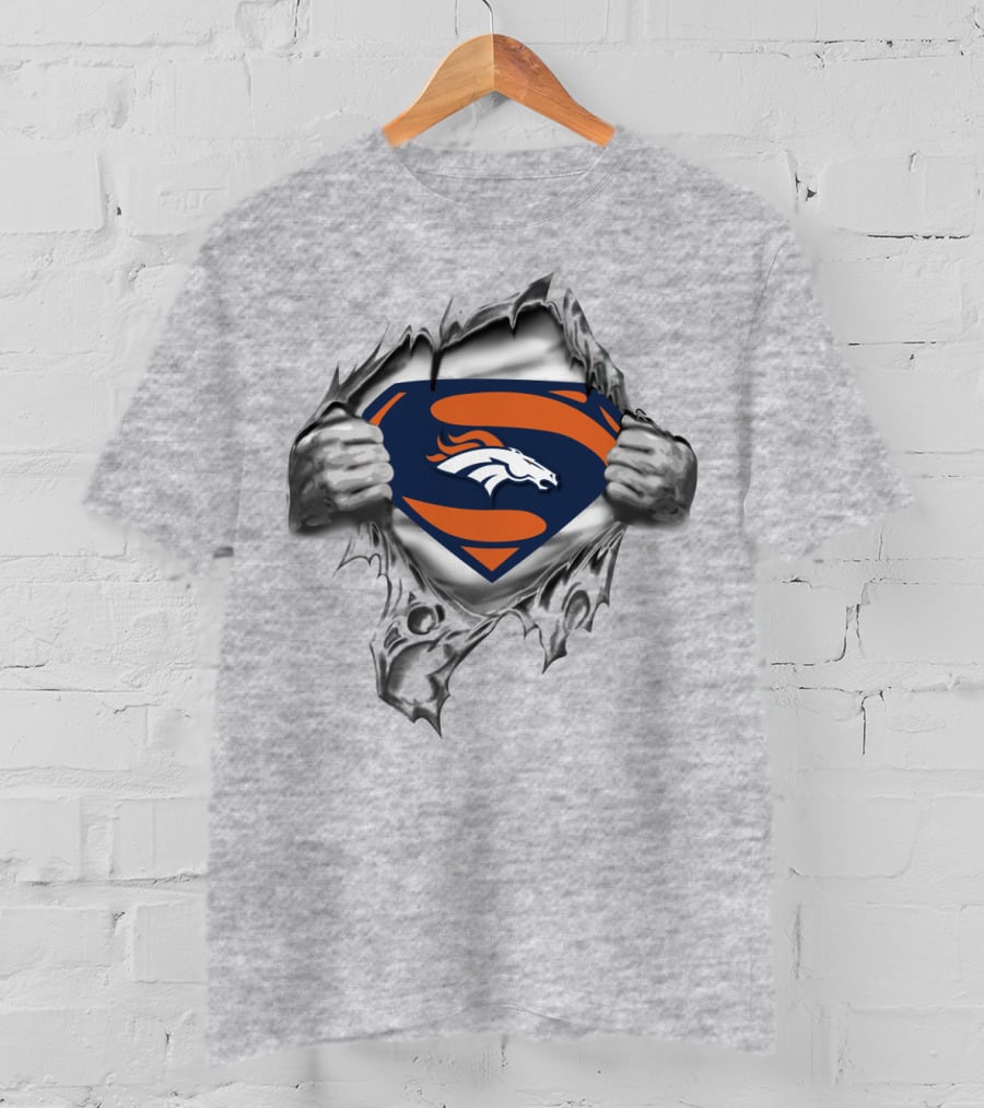Denver Broncos Superman Emblem Logo Fusion T-Shirt