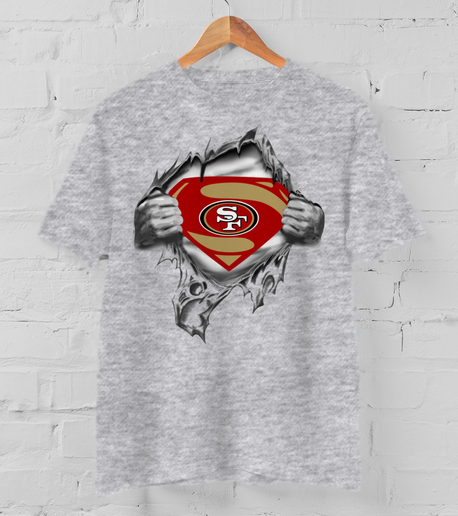San Francisco 49ers Emblem With Superhero Rip And Sf T-Shirt