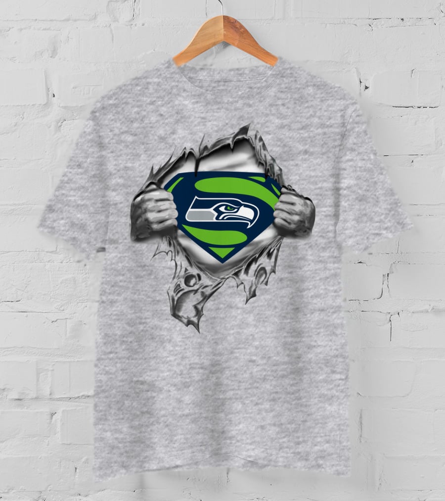 Seattle Seahawks Superman Shield Rip T-Shirt