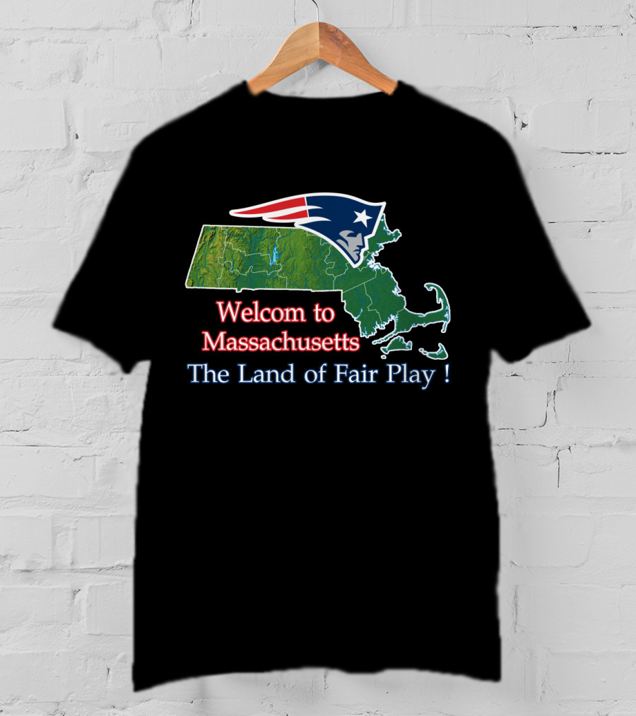 Welcome To Massachusetts The Land Of Fair Play Patriotic Map T-Shirt