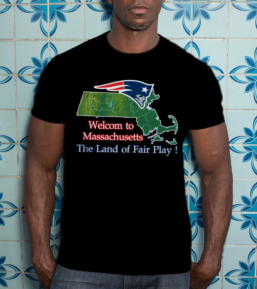 Welcome To Massachusetts The Land Of Fair Play Patriotic Map T-Shirt