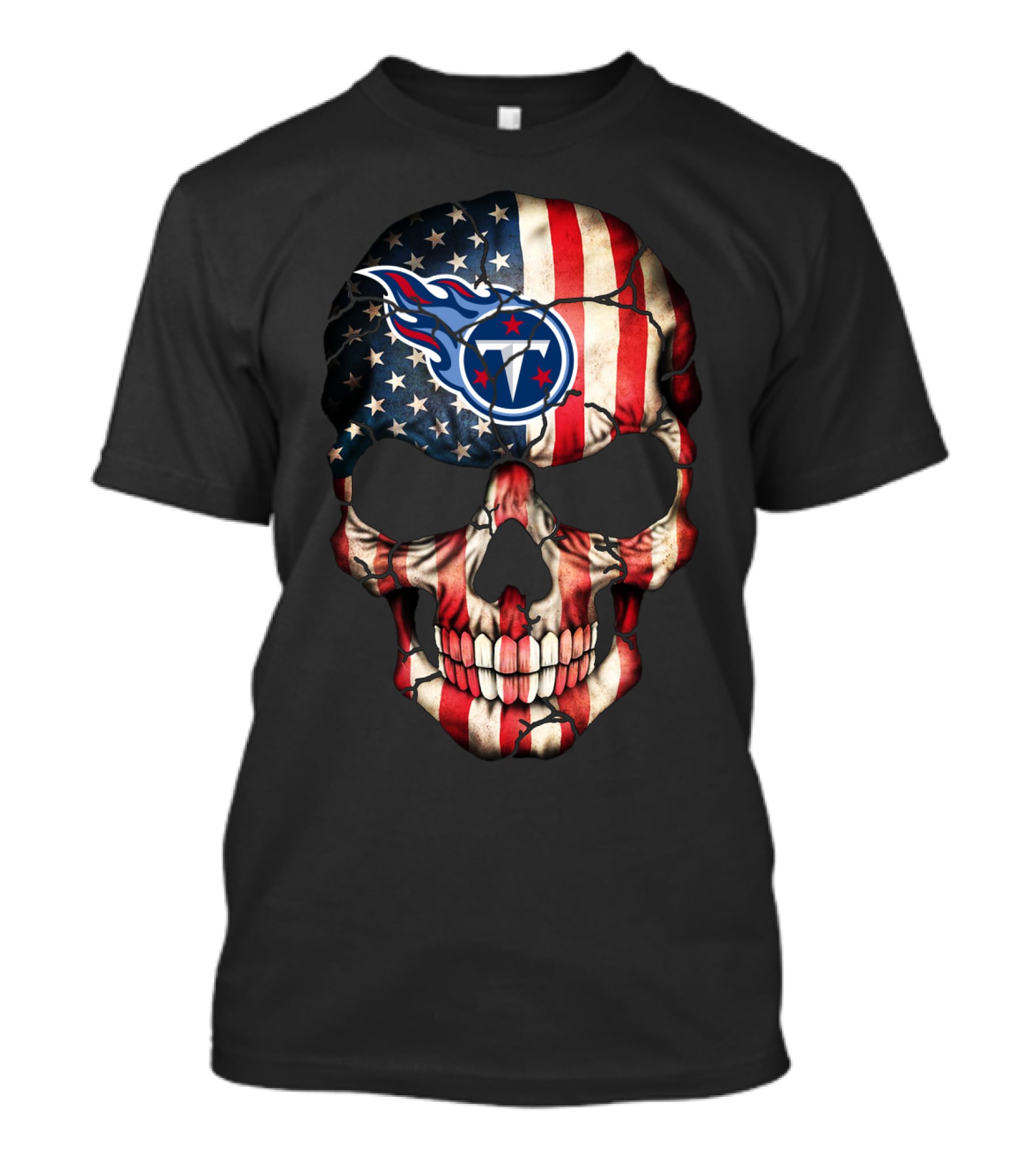 American Flag Skull With Tennessee Titans T-Shirt