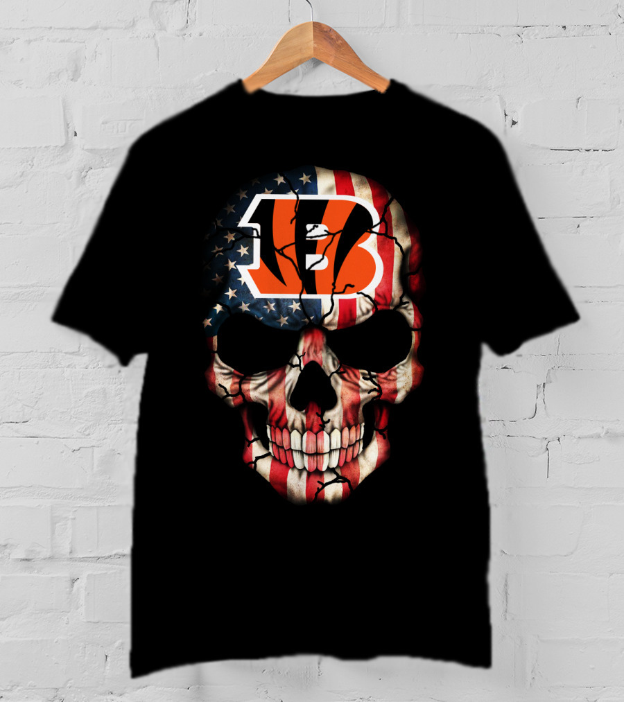 Bengals Skull American Flag T-Shirt