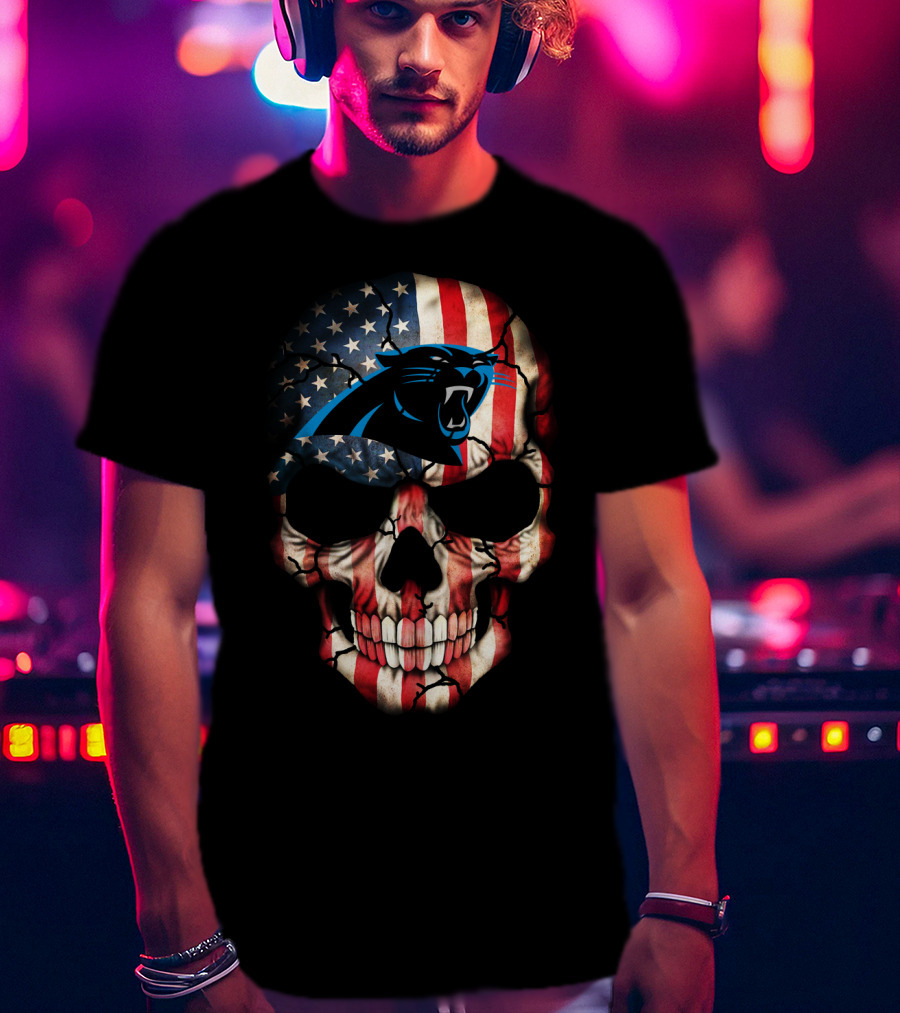 Panthers American Flag Skull T-Shirt