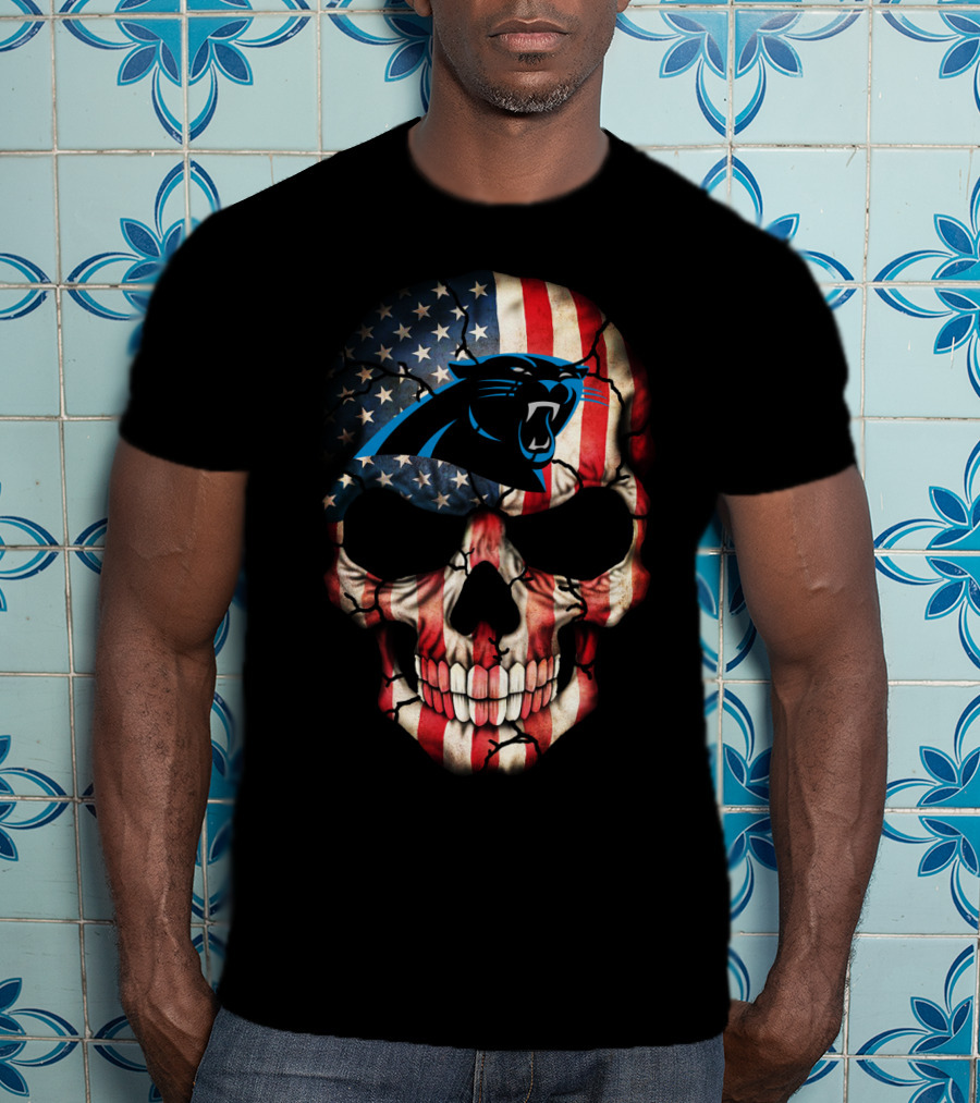 Panthers American Flag Skull T-Shirt