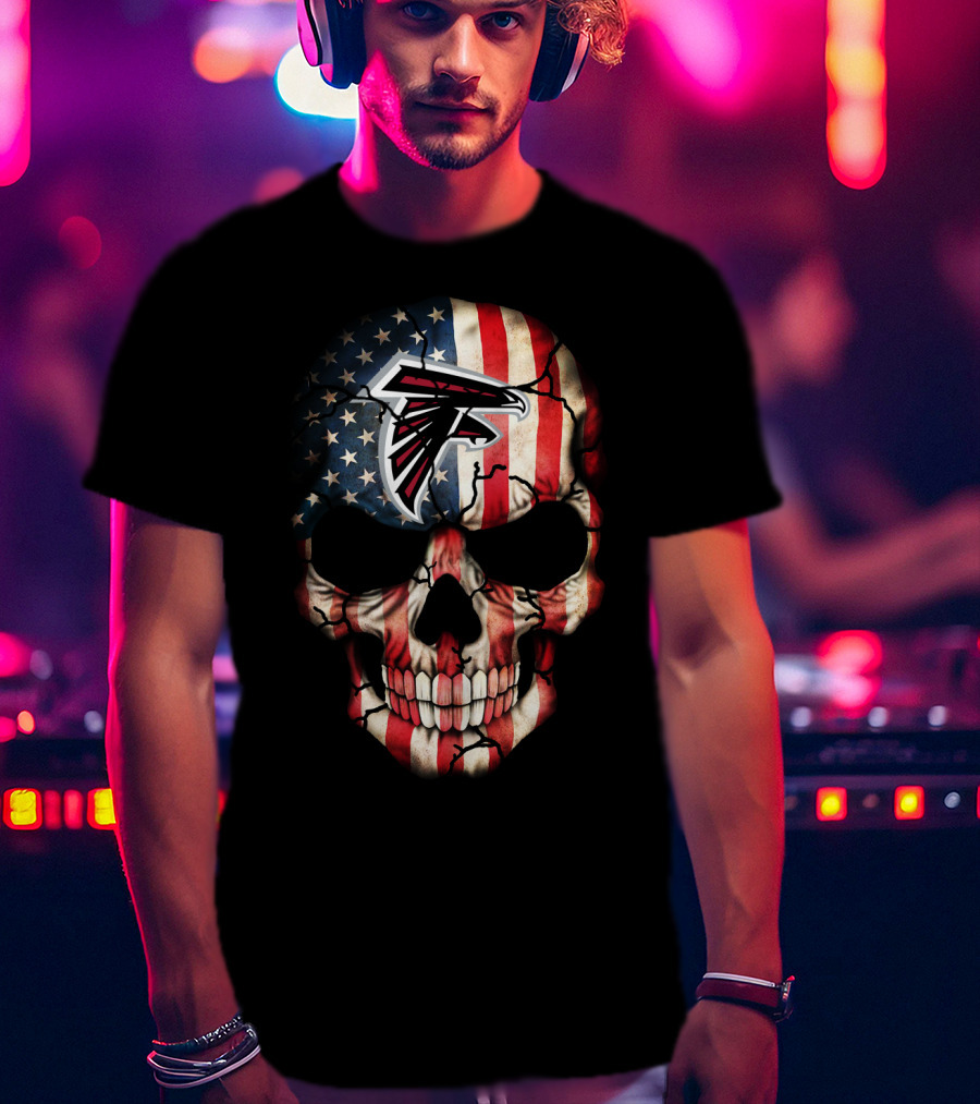 Atlanta Falcons American Flag Skull T-Shirt
