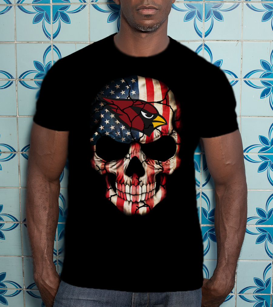 American Flag Cardinals Skull T-Shirt