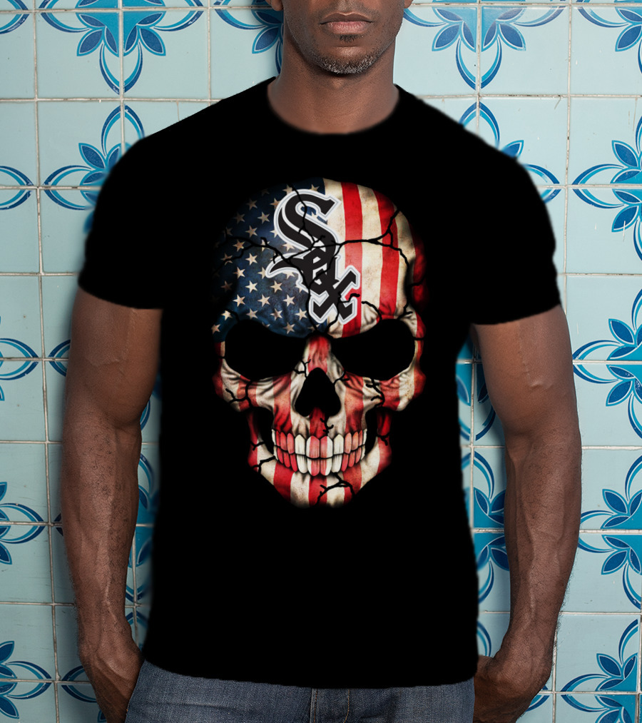 Chicago White Sox American Flag Skull T-Shirt