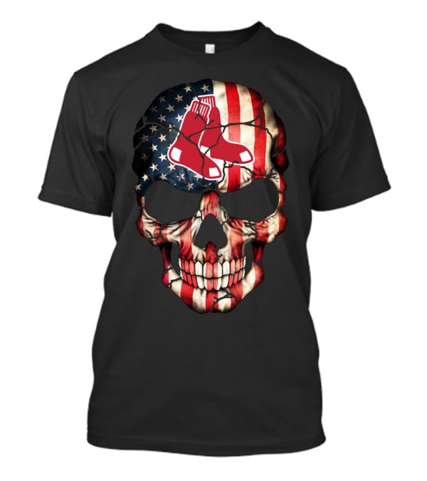 Red Sox American Flag Skull T-Shirt