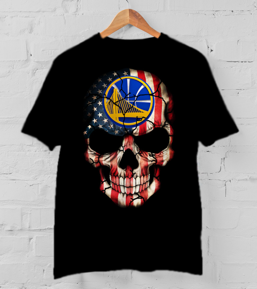Golden State Warriors American Flag Skull T-Shirt