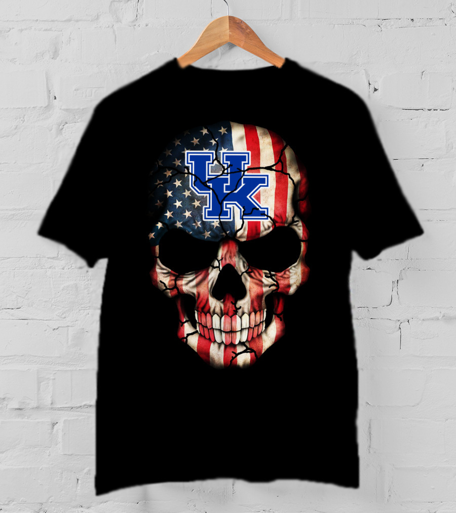 Kentucky Wildcats American Flag Skull T-Shirt