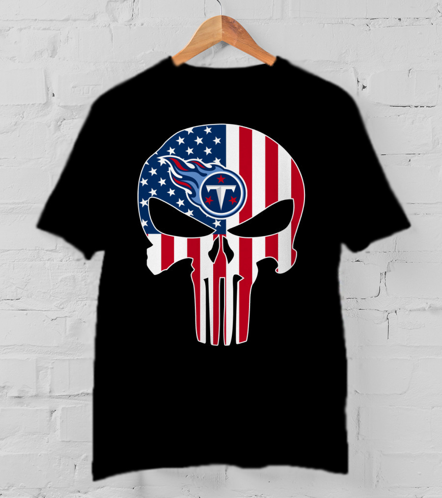 Tennessee Titans American Flag Skull T-Shirt