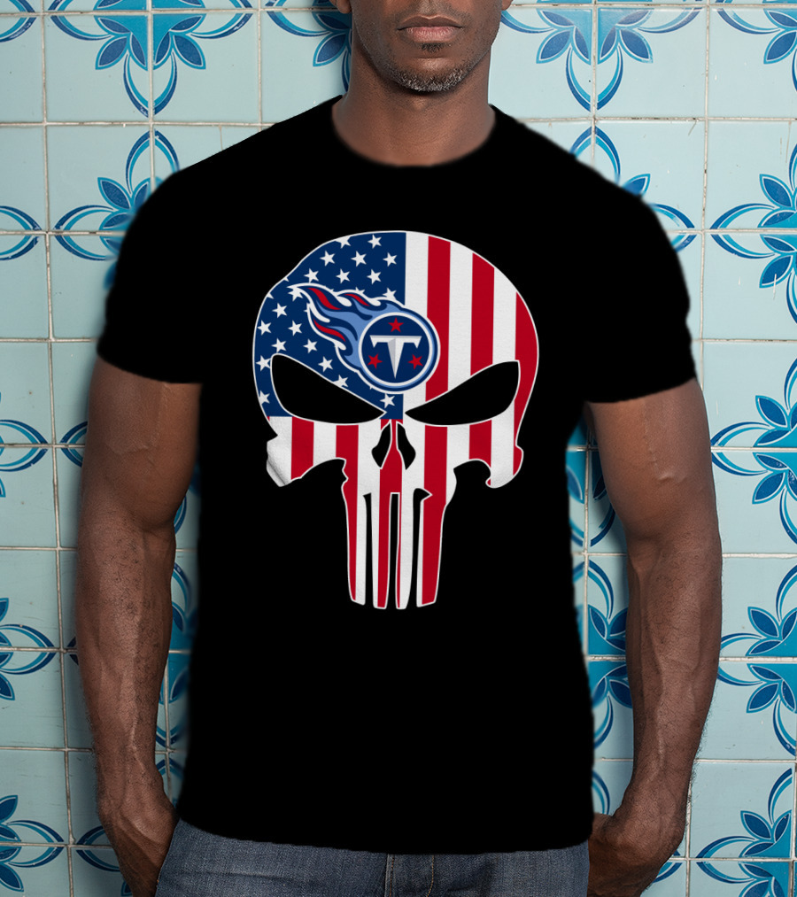 Tennessee Titans American Flag Skull T-Shirt