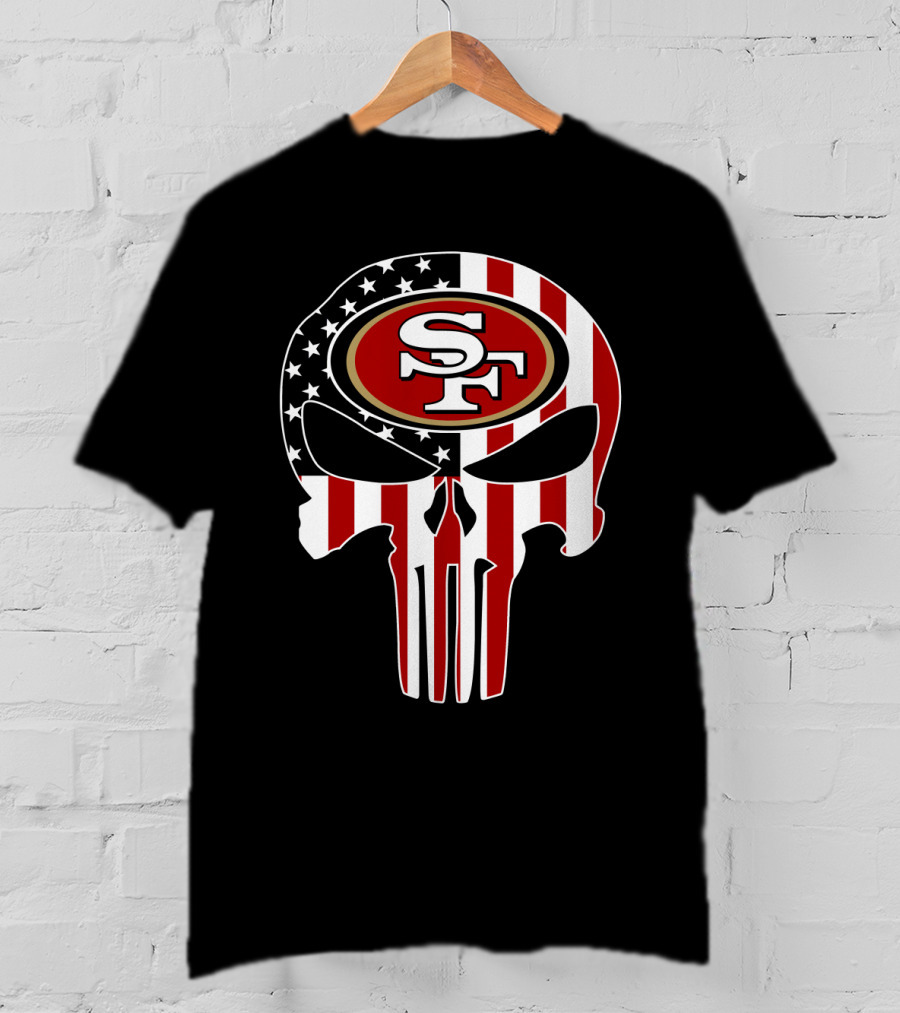 Sf 49ers American Flag Skull T-Shirt