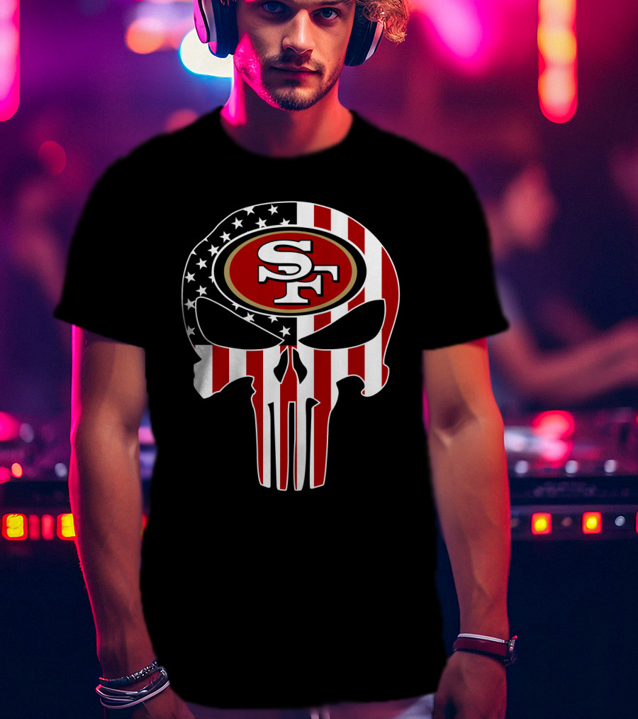 Sf 49ers American Flag Skull T-Shirt