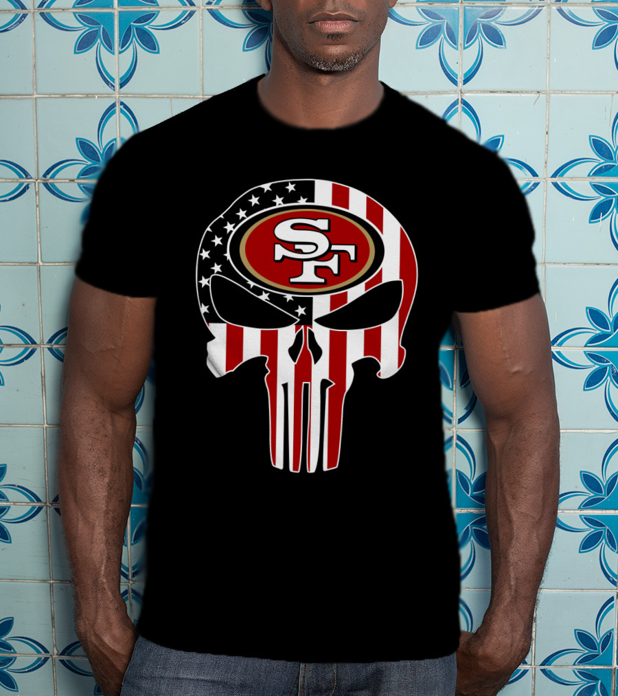 Sf 49ers American Flag Skull T-Shirt