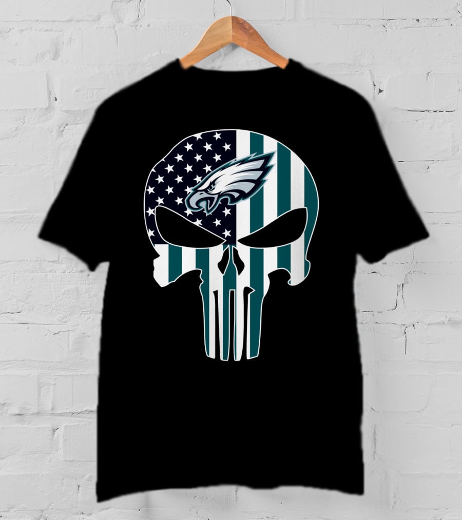 Eagles Punisher Skull American Flag T-Shirt