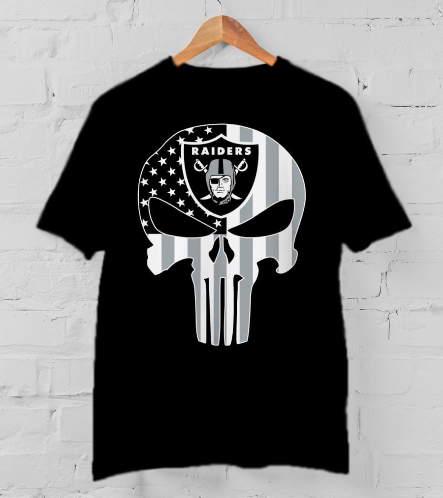 Raiders Punisher Skull American Flag T-Shirt