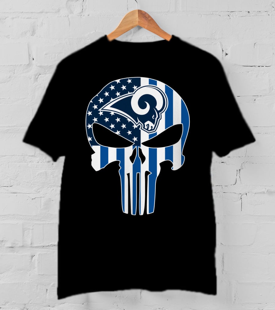 Rams Skull American Flag Punisher T-Shirt
