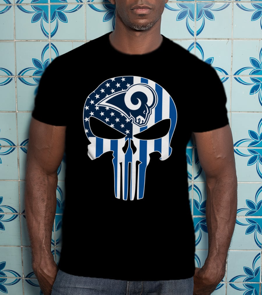 Rams Skull American Flag Punisher T-Shirt