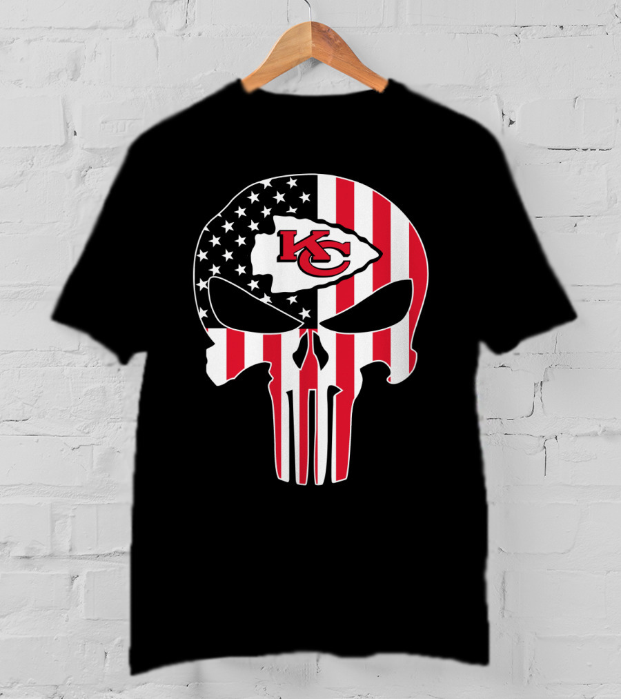 Kc Chiefs American Flag Skull T-Shirt