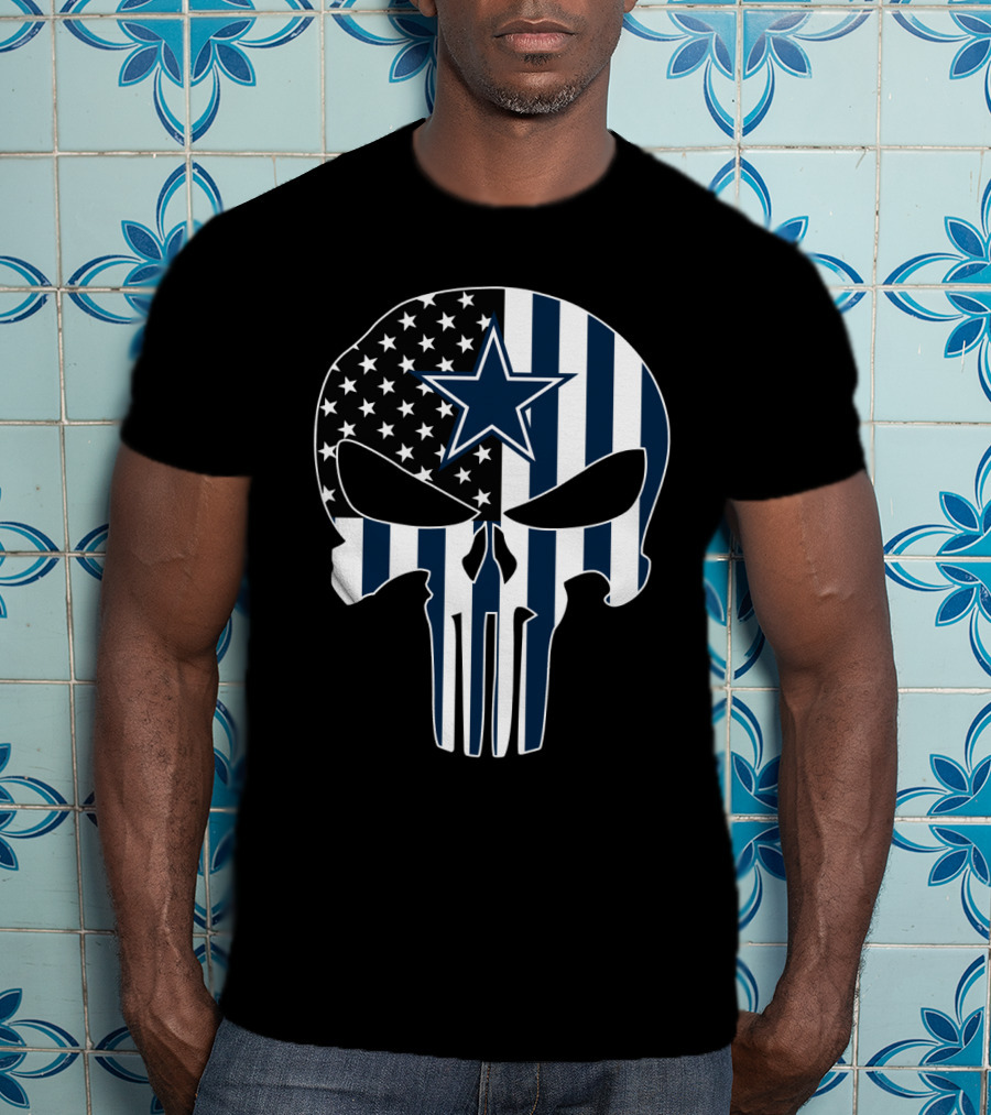 Dallas Cowboys Punisher Skull American Flag T-Shirt