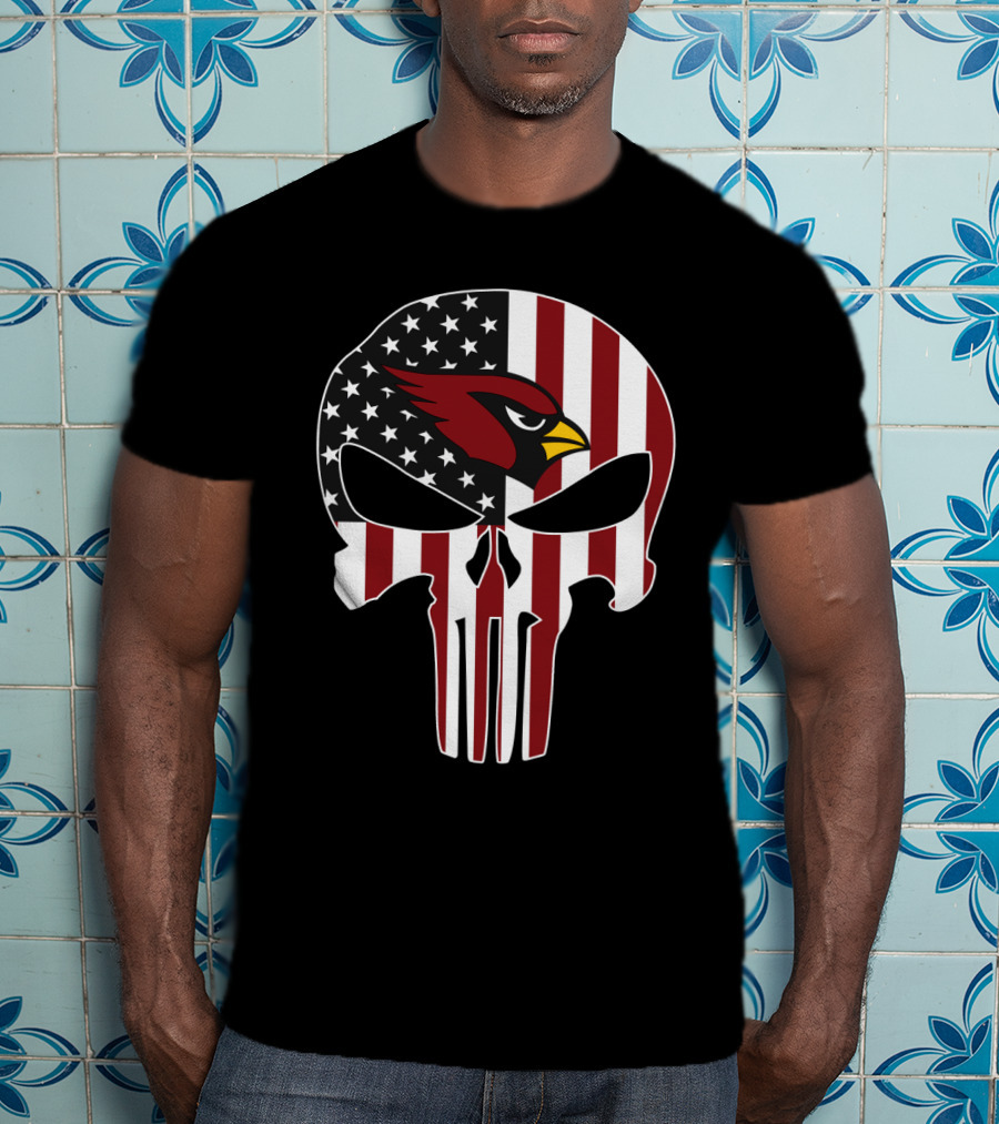 American Flag Punisher Skull Cardinals T-Shirt