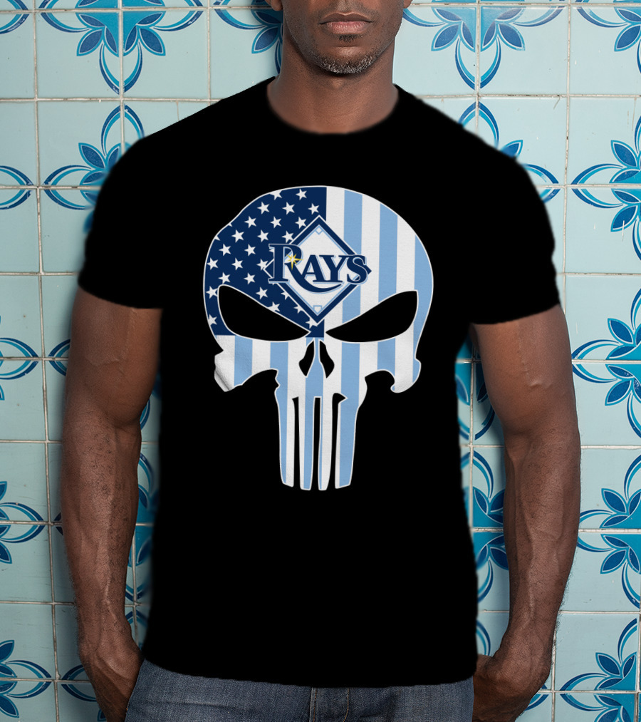 Rays Skull With American Flag T-Shirt