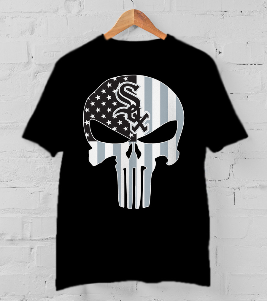 Chicago White Sox Punisher Skull American Flag T-Shirt