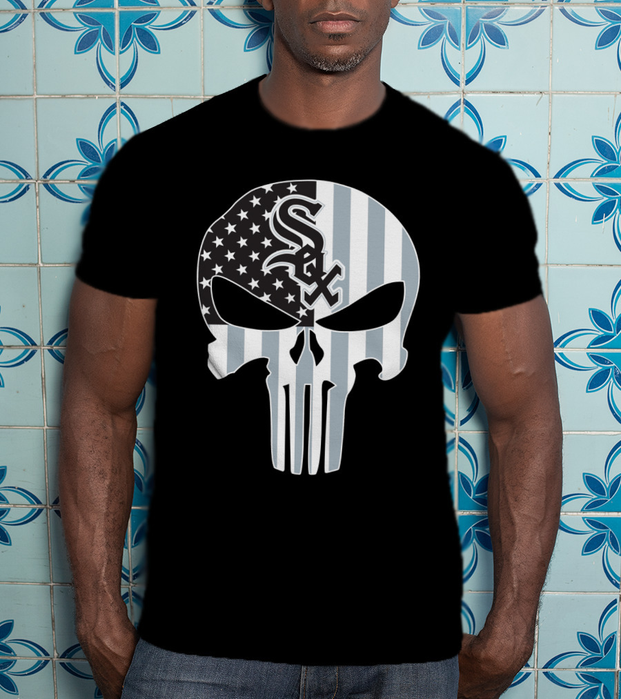 Chicago White Sox Punisher Skull American Flag T-Shirt