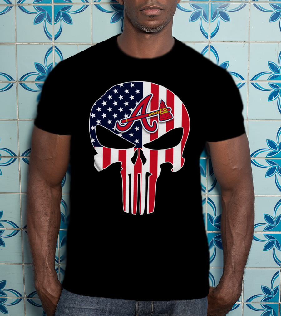 Atlanta Braves American Flag Skull Punisher T-Shirt