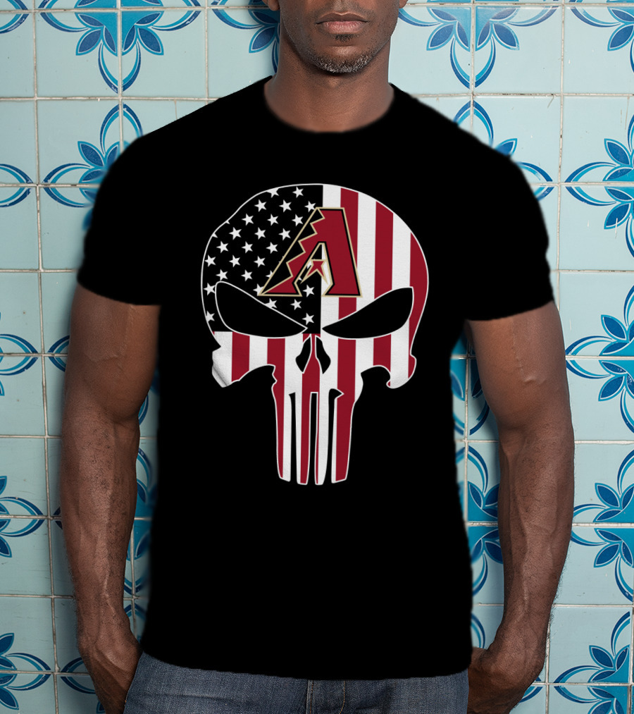 Arizona Diamondbacks American Flag Skull T-Shirt