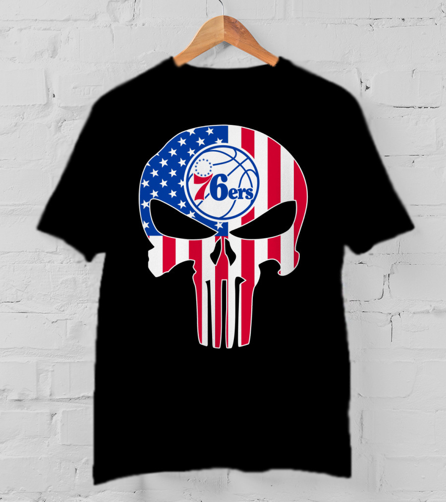 Philadelphia 76ers Stars And Stripes Punisher T-Shirt