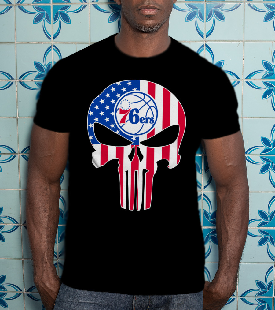 Philadelphia 76ers Stars And Stripes Punisher T-Shirt