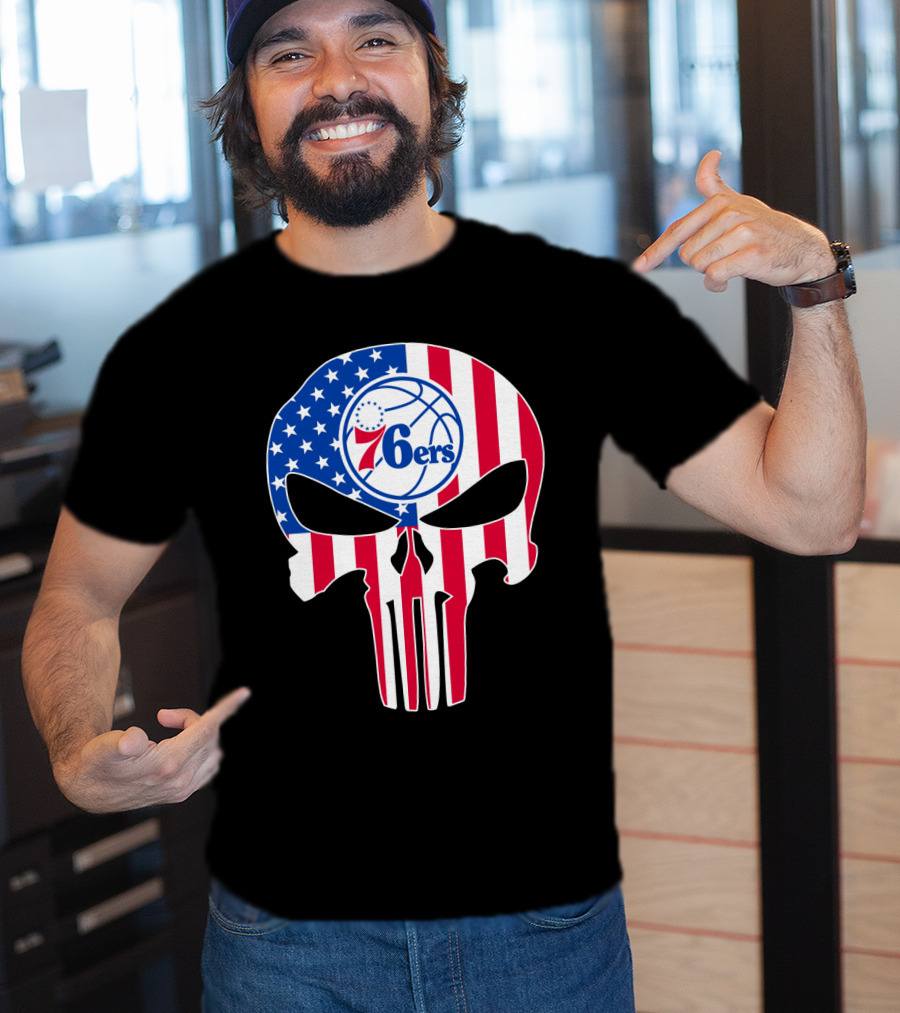 Philadelphia 76ers Stars And Stripes Punisher T-Shirt