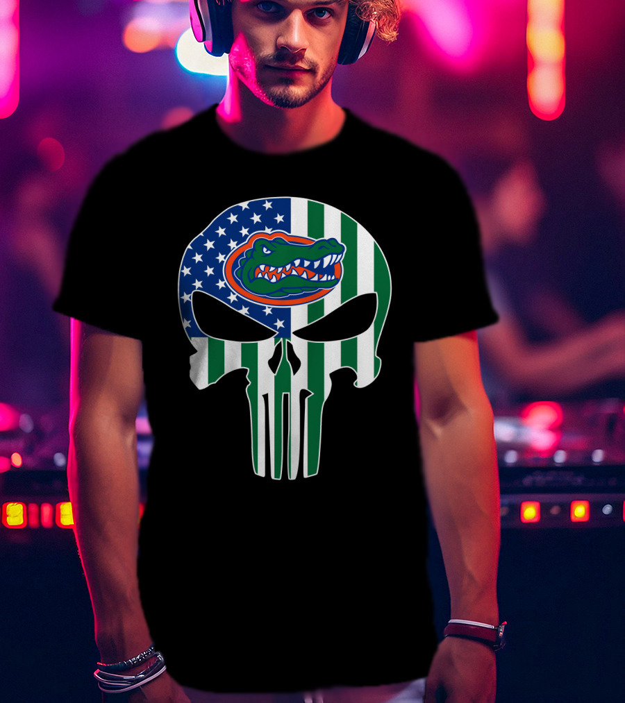 Florida Gators American Flag Punisher Skull T-Shirt