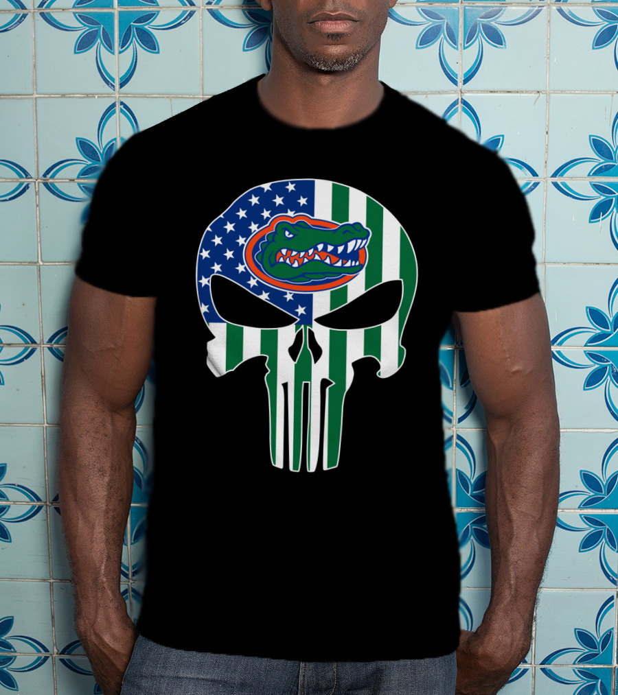 Florida Gators American Flag Punisher Skull T-Shirt