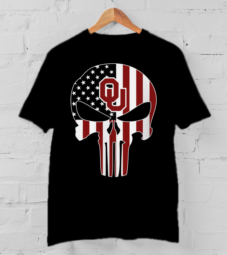 Oklahoma Sooners American Flag Skull T-Shirt