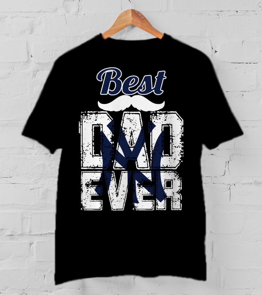 Best Dad Ever Yankees Logo Moustache T-Shirt