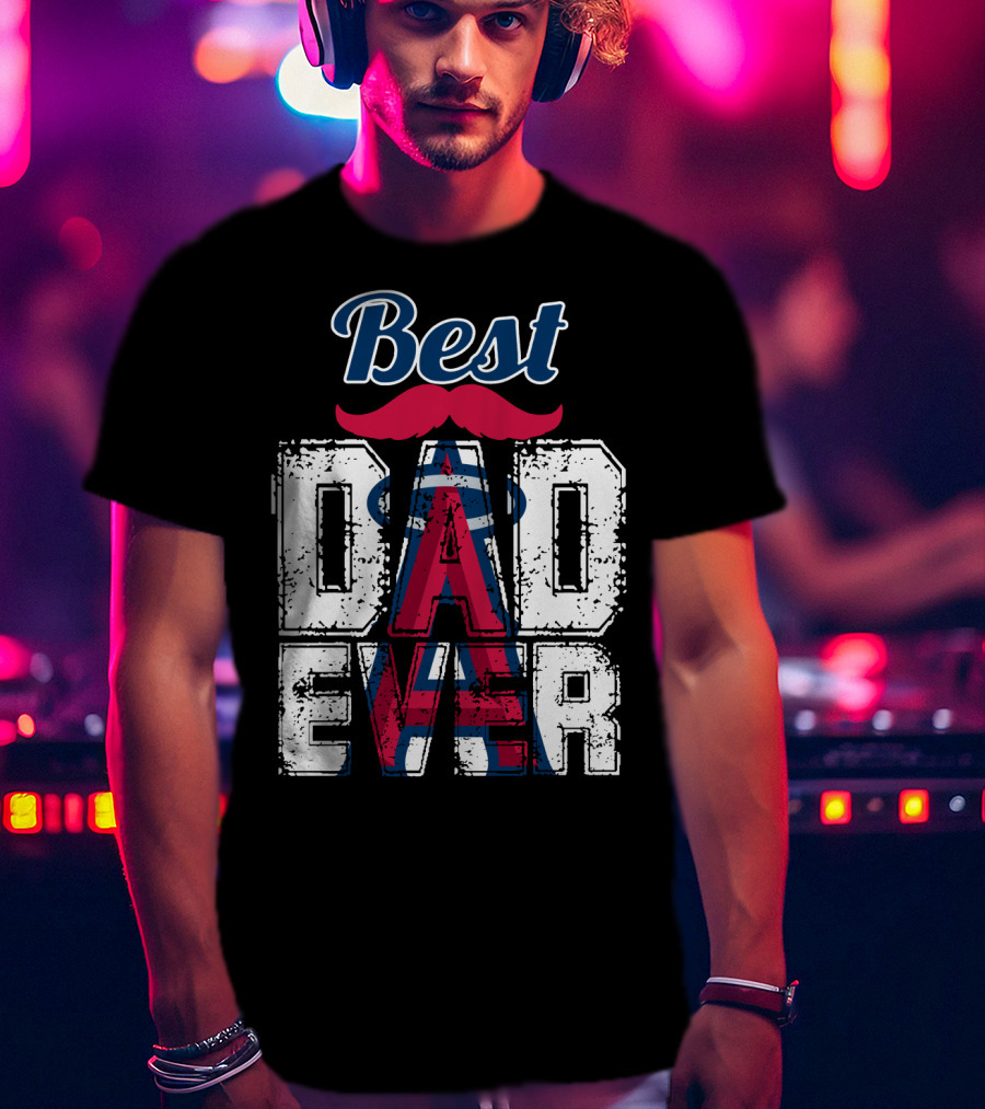 Best Dad Ever Angels Mustache T-Shirt