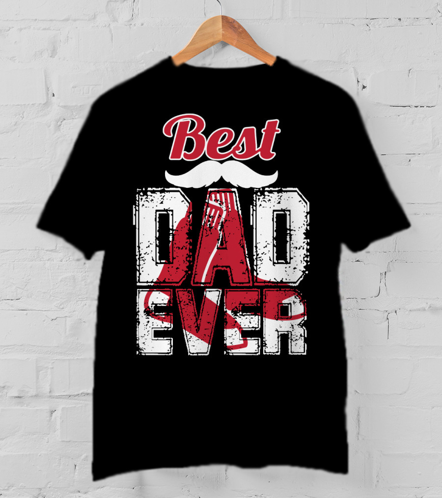 Best Dad Ever Red Sox Logo Moustache T-Shirt