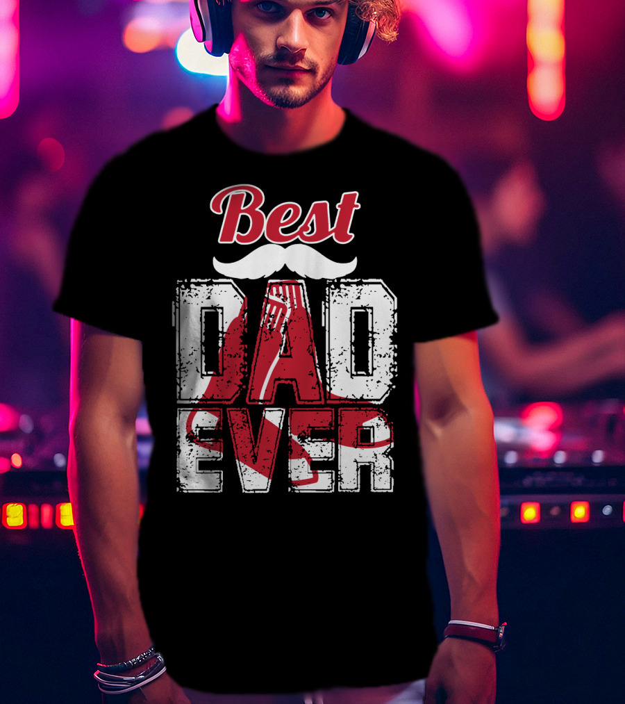Best Dad Ever Red Sox Logo Moustache T-Shirt