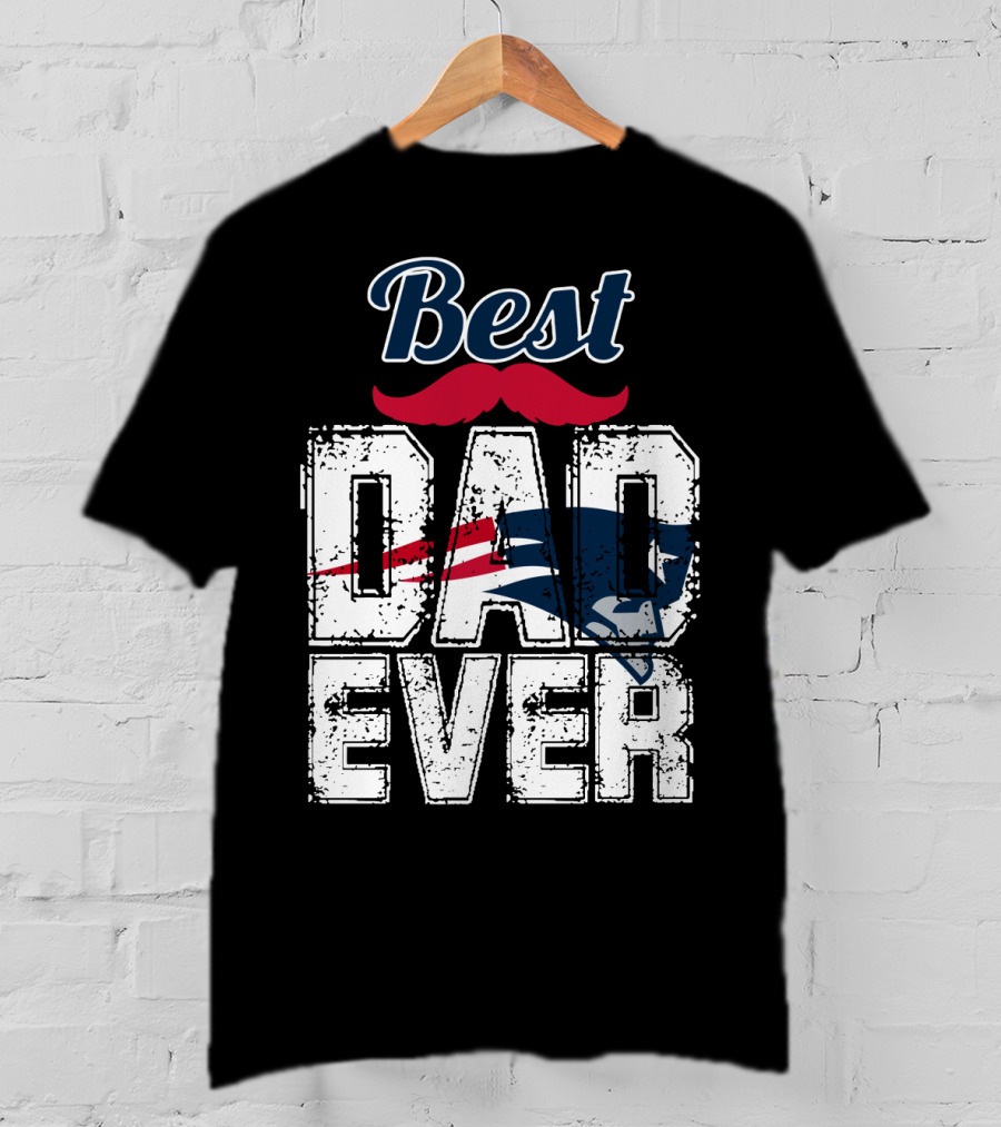 Best Dad Ever Patriots Logo Moustache T-Shirt